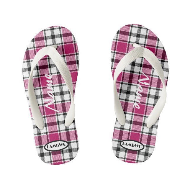 Chanclas Para Niños Chica Pink Plaid Flip-flops HAMbWG (Plantilla)