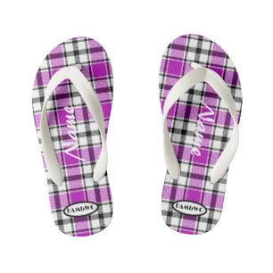 Chanclas Para Niños Chica Purple Plaid HAMbWG Flip Flops