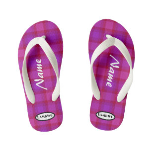 Chanclas Para Niños Chica Purple Plaid HAMbWG Flip Flops