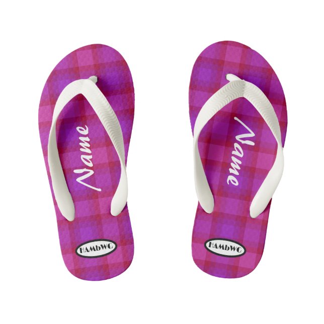 Chanclas Para Niños Chica Purple Plaid HAMbWG Flip Flops (Plantilla)