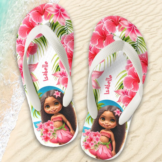 Chanclas Para Niños Chica tikí verano Chica de nombre tropical (Subido por el creador)