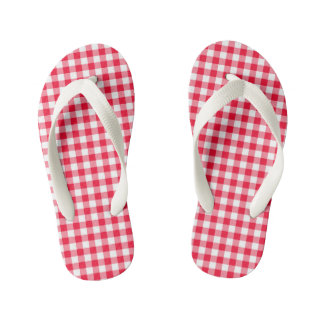 Chanclas Para Niños Chicas Adorables Red Gingham Flip Flops