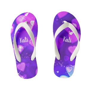 Chanclas Para Niños Chicas Corazones y espárragos Blanco morado person