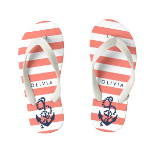 Chanclas Para Niños Chicas De Anclaje Náutico Coral Flip Flops