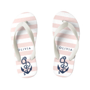Chanclas Para Niños Chicas De Anclaje Náutico Rosado Flip Flops