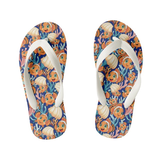 Chanclas Para Niños Clown fish Cartoon cute Family Underwater (Plantilla)