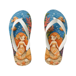 Chanclas Para Niños Colcha de sirena naranja