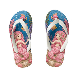 Chanclas Para Niños Colcha de Sirena Rosa