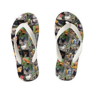 Chanclas Para Niños Collage de fotos De Pollos Y Gallos,