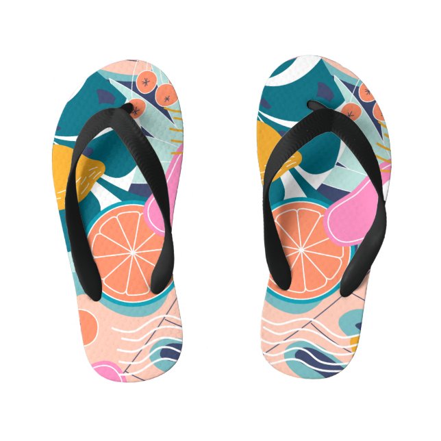 Chanclas Para Niños Collage exótico y moderno de la jungla. (Plantilla)