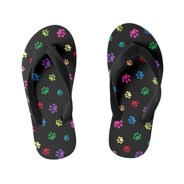 Chanclas Para Niños Coloridas pinturas de animales en negro (Plantilla)