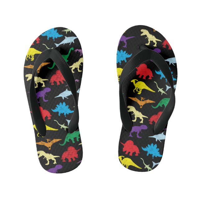 Chanclas Para Niños Coloridos Dinosaurios Patrón de acuarela para niño (Plantilla)