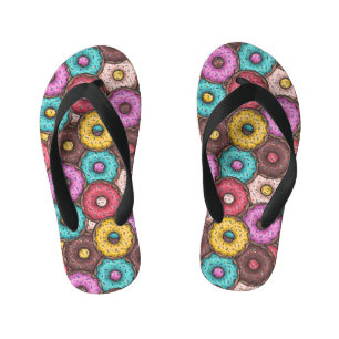 Chanclas Para Niños Coloridos Donuts de acuarela con patrón de salpica
