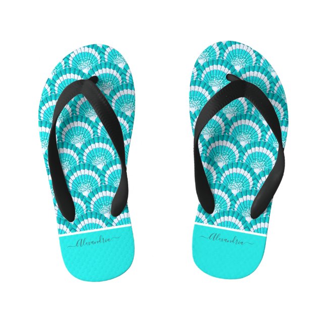 Chanclas Para Niños Concha de conchas marinas de la turquesa Verde azu (Plantilla)