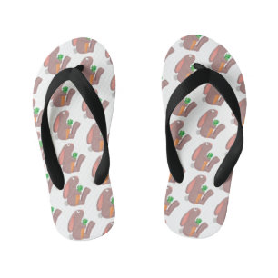 Chanclas Para Niños Conejo lindo con personalizado de zanahoria sentad