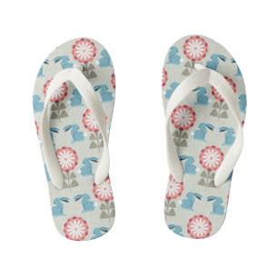 Chanclas Para Niños Conejos y flores