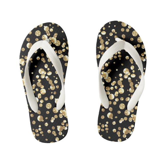 Chanclas Para Niños Confetti de efecto metalizado dorado (Plantilla)
