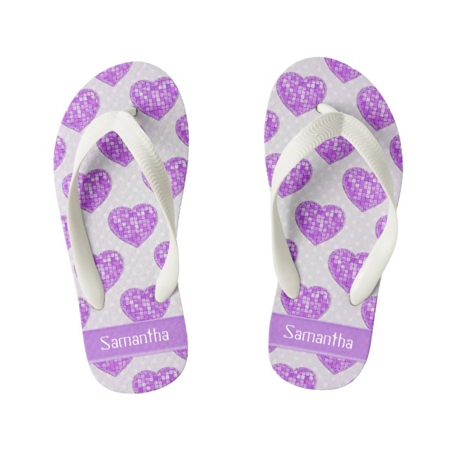 Chanclas Para Niños Corazones de las filas compensadas tejas Amethyst (Plantilla)