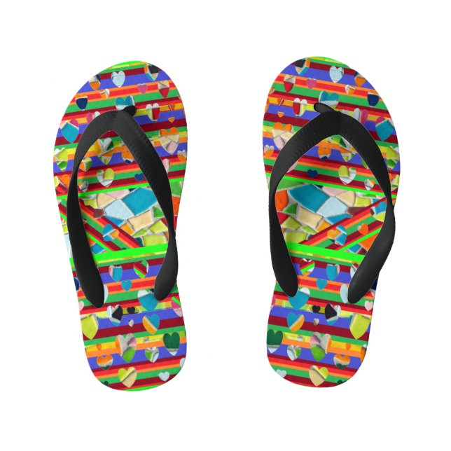 Chanclas Para Niños Corazones mosaicos felices (Plantilla)
