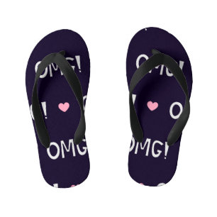 Chanclas Para Niños Corazones, texto OMG, patrón lindo