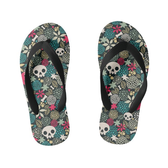 Chanclas Para Niños Cráneo de flores (Plantilla)