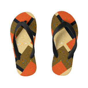 Chanclas Para Niños Cuadrados Geométricos Retro: Patrón Vintage.