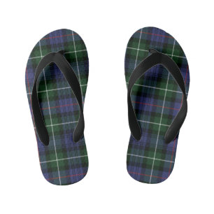 Chanclas Para Niños Cuadros Tartán Clan MacKenzie Morado Verde A Cuadr