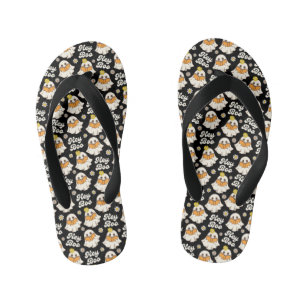 Chanclas Para Niños Cuidada Halloween Fantasma Retro Spooky Boo Negro
