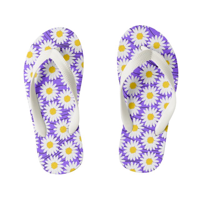 Chanclas Para Niños Cuidado Camomile Blanco Chica púrpura Flip Flops (Plantilla)