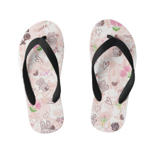 Chanclas Para Niños Cute conejo japonés Kawaii y cuadros gingham rosa