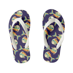 Chanclas Para Niños Cute Diversión Pescado Patrón Marina Azul