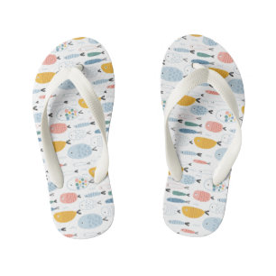 Chanclas Para Niños Cute Doodle School of Fish Pattern