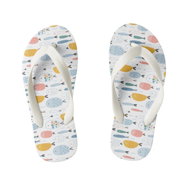 Chanclas Para Niños Cute Doodle School of Fish Pattern (Plantilla)