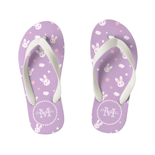 Chanclas Para Niños Cute Kawaii Girly Conejo de Conejo de Conejo Rosa  (Plantilla)