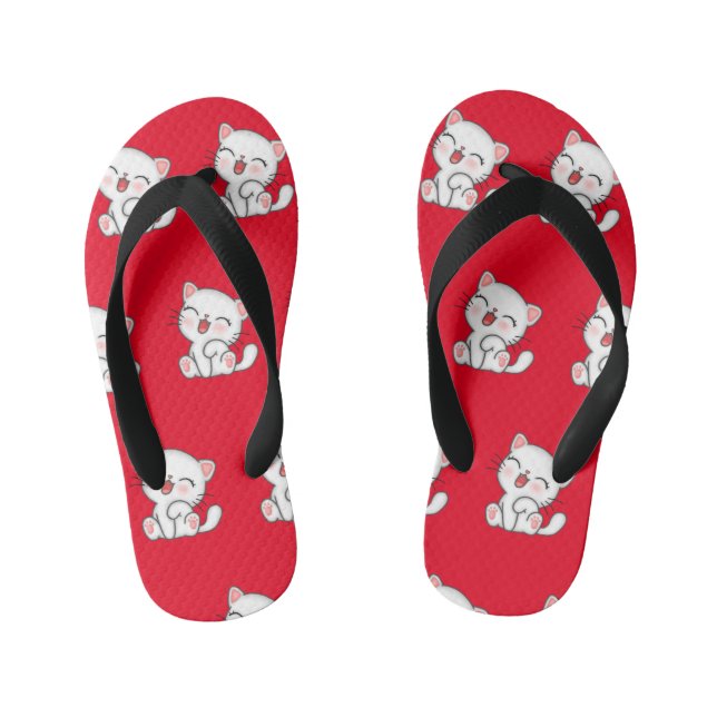 Chanclas Para Niños Cute kitty estampado flop azul (Plantilla)