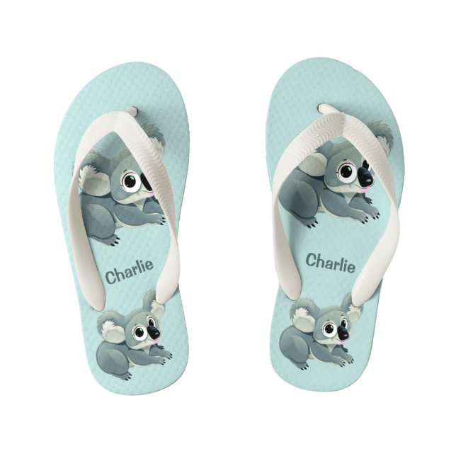 Chanclas Para Niños Cute Koalas nombre personalizado flip flops (Plantilla)