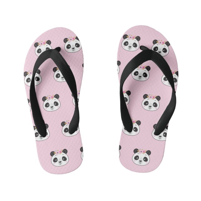 Chanclas Para Niños Cute Pink Panda Face Girly (Plantilla)