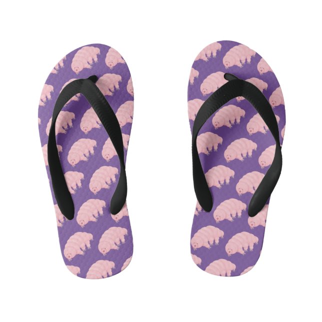 Chanclas Para Niños Cute pink tardigrade water bear cartoon (Plantilla)