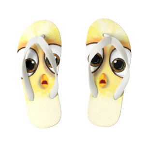 Chanclas Para Niños Cute Pollo Amarillo Sorprendido Gran Diversión De
