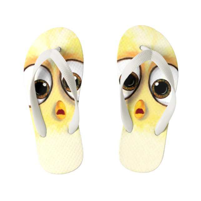 Chanclas Para Niños Cute Pollo Amarillo Sorprendido Gran Diversión De  (Plantilla)