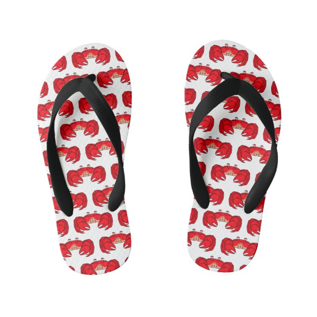 Chanclas Para Niños Cute red crab cartoon illustration (Plantilla)