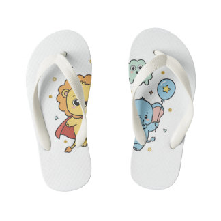 Chanclas Para Niños Cute Superhero Lion and Elephant Friends Cartoon
