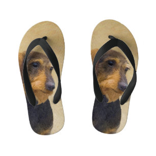 Chanclas Para Niños Dachshund (Cabezal alambrada) Pintura original de