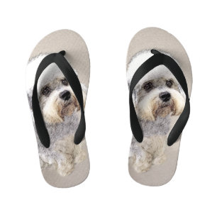 Chanclas Para Niños Dandie Dinmont Terrier Pintura Original De Perro