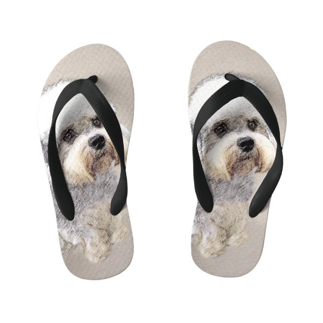Chanclas Para Niños Dandie Dinmont Terrier Pintura Original De Perro (Plantilla)