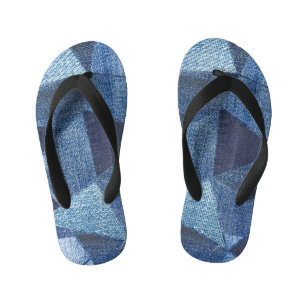 Chanclas Para Niños Denim Urban: Doloridos Parchwork a rayas.