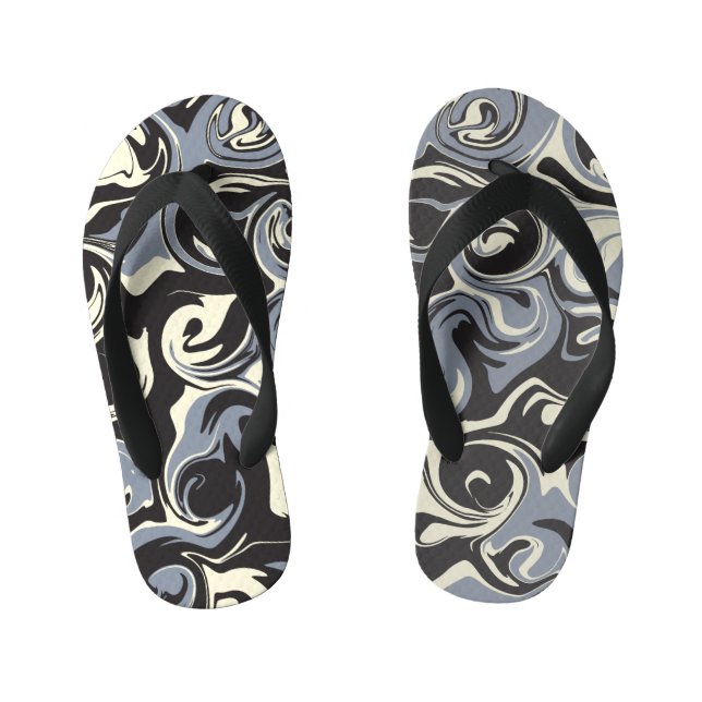 Chanclas Para Niños Derrame - Negro, gris y crema (Plantilla)