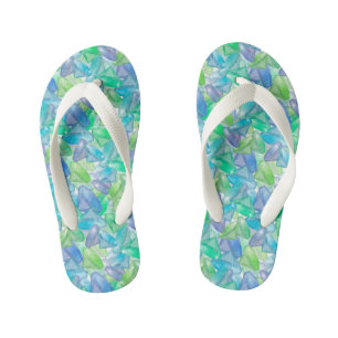 Chanclas Para Niños diamantes azules y verdes.
