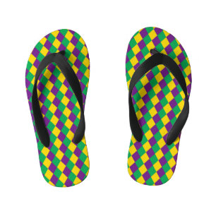 Chanclas Para Niños Diamantes del Mardi Gras: Vibrante patrón festivo