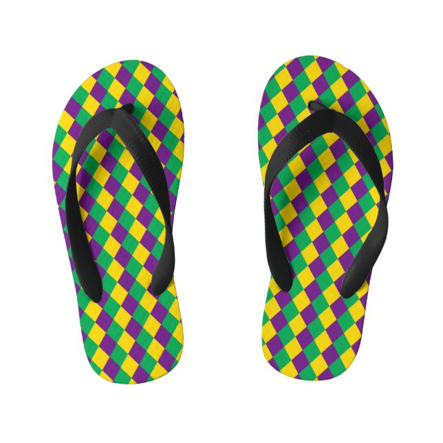 Chanclas Para Niños Diamantes del Mardi Gras: Vibrante patrón festivo (Plantilla)